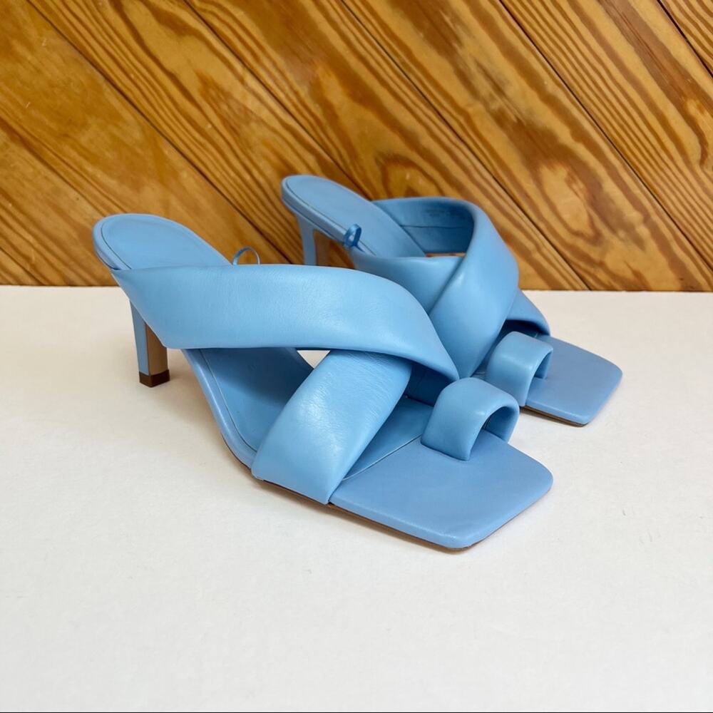 Zara Square Toe Padded Heeled Leather Heel - Picture 7 of 12